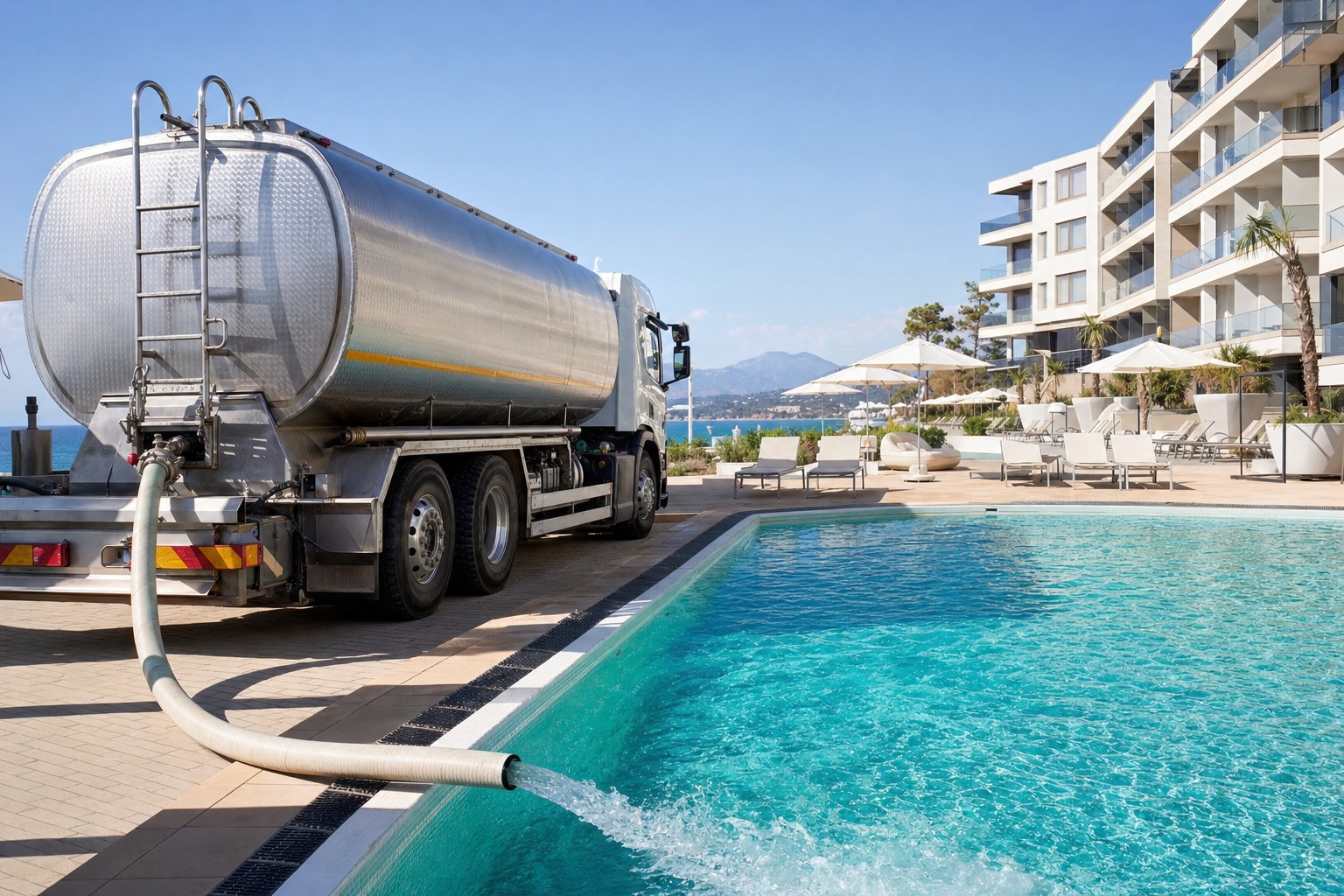 Autobotte per piscine condominiali e pubbliche in Versilia